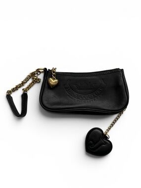 Juicy Couture Vintage Y2K 2000s Leather Wristlet Black